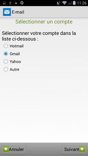 Sélectionnez Gmail ou Hotmail et sélectionnez Suivant