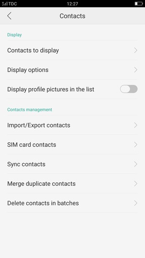 Select SIM card contacts