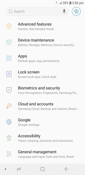 Scroll to and select Lock screen and security / Biometrics and security