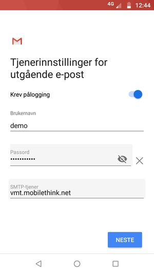 Skriv inn utgående serveradresse