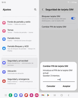 Introduzca su PIN de la tarjeta SIM actual y seleccione Aceptar