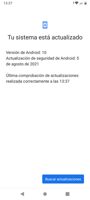 Si su teléfono está actualizado, verá la siguiente pantalla