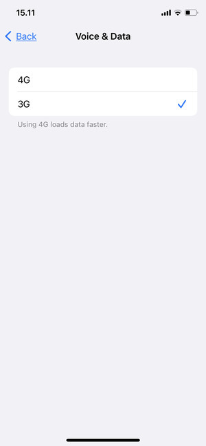 To enable 3G, select 3G