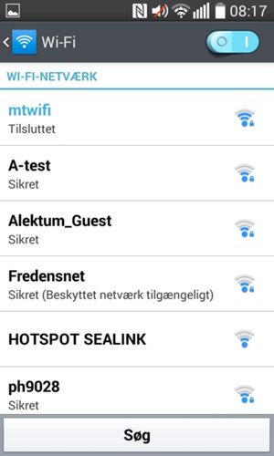 Du er nu tilsluttet Wi-Fi netværket