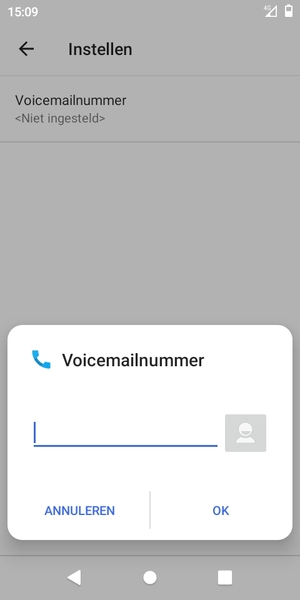 Voer het Voicemailnummer in en selecteer OK