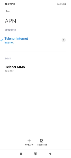 Telefonen din er konfigurert til MMS