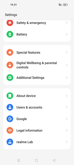 Return to the Settings menu and scroll to and select Users & accounts