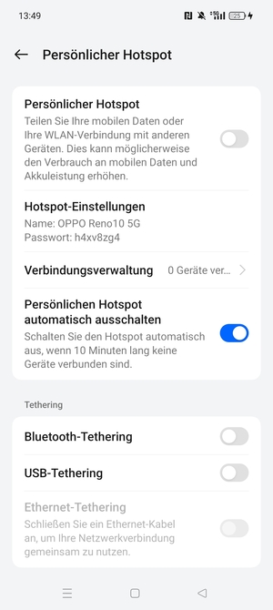 Schalten Sie Persönlicher Hotspot ein