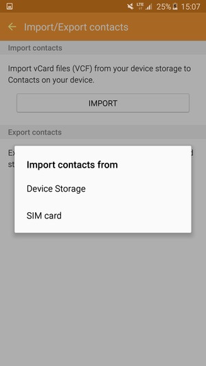 Select SIM card / Import from SIM card