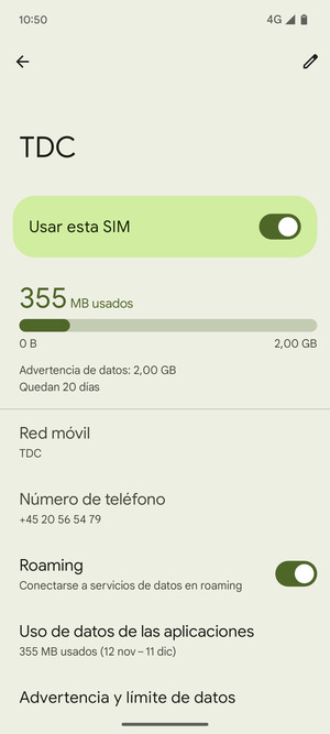 Activar o desactivar Roaming