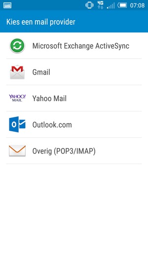 Selecteer Gmail of Outlook.com (Hotmail)