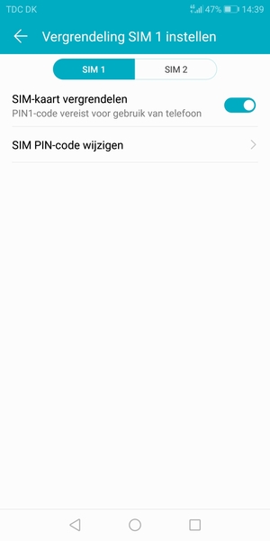 Selecteer SIM 1 of SIM 2 en selecteer SIM PIN-code wijzigen