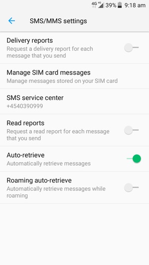 Select SIM SMS center
