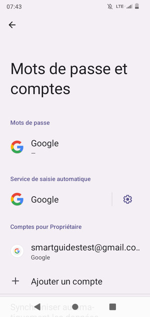 Sélectionnez votre compte Google