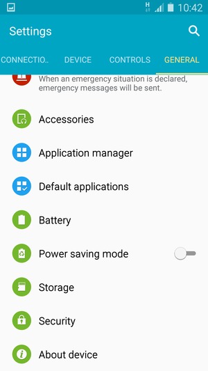 Scroll to and select Battery