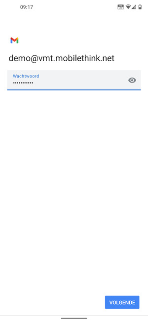Voer uw wachtwoord in en selecteer VOLGENDE