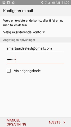 Indtast din Gmail eller Hotmail adresse og adgangskode. Vælg NÆSTE