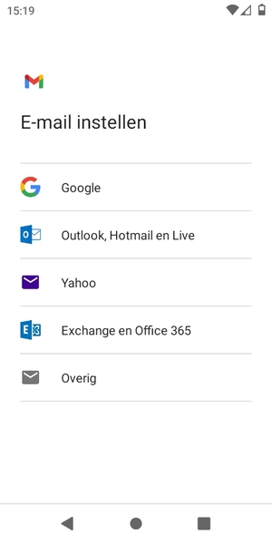 Selecteer Exchange en Office 365