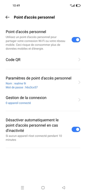 Votre téléphone est maintenant configuré pour être utilisé comme modem