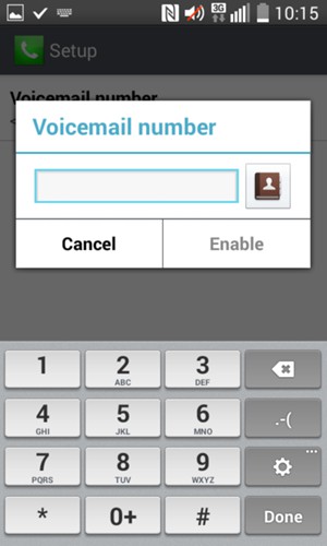 Enter the Voicemail number and select Enable