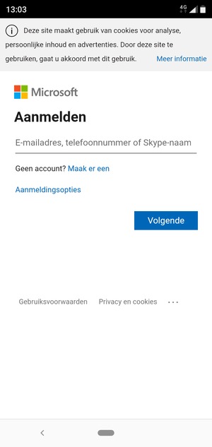 Voer uw e-mailadres in en selecteer Volgende