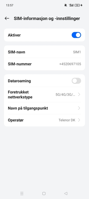 For å bytte nettverk hvis det oppstår nettverksproblemer, velg Operatør