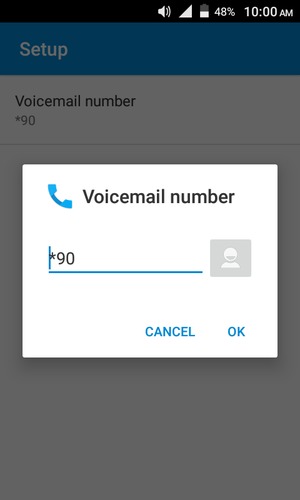 Enter the Voicemail number and select OK