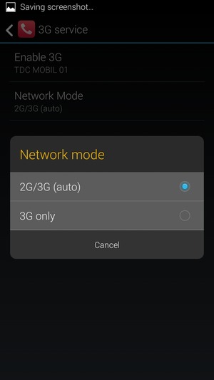 Select 2G/3G (auto) to enable 2G/3G and 3G only to enable 3G