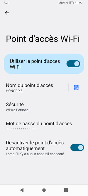 Votre téléphone est maintenant configuré pour être utilisé comme modem