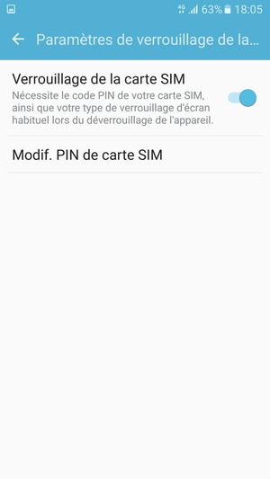 Sélectionnez Modif. PIN de carte SIM