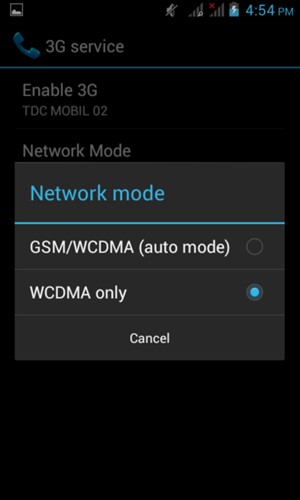 Select WCDMA only to enable 3G