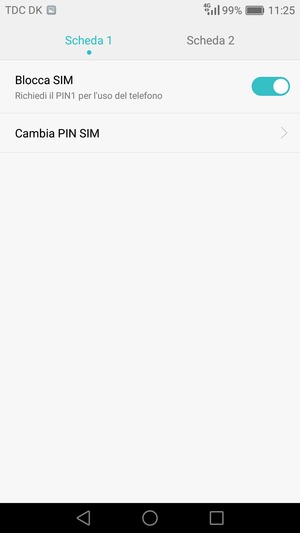 Seleziona Scheda 1 o Scheda 2 e seleziona Cambia PIN SIM