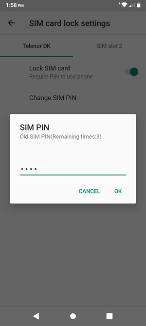 Enter your Old SIM PIN and select OK