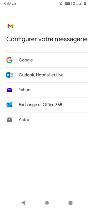 Sélectionnez Outlook, Hotmail et Live