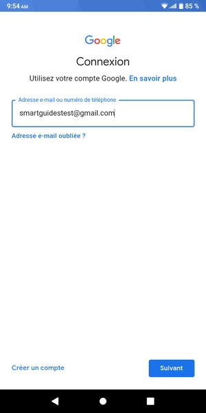 Saisissez votre adresse Gmail et sélectionnez Suivant