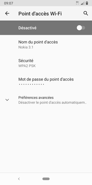 Sélectionnez Mot de passe du point d'accès