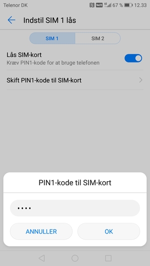 Indtast din Nye PIN-kode til SIM-kortet og vælg OK