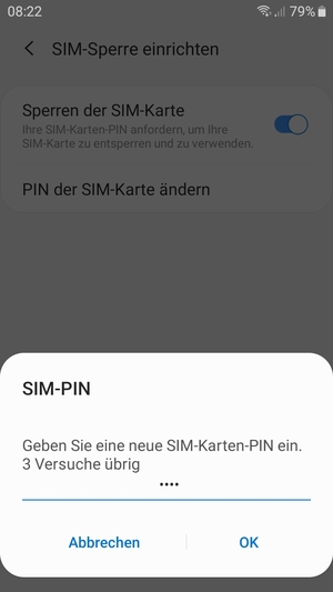 Geben Sie Ihre neue SIM-Karten-PIN ein und wählen Sie OK