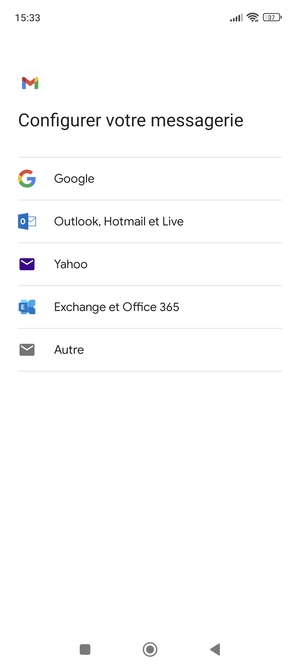 Sélectionnez Outlook, Hotmail et Live