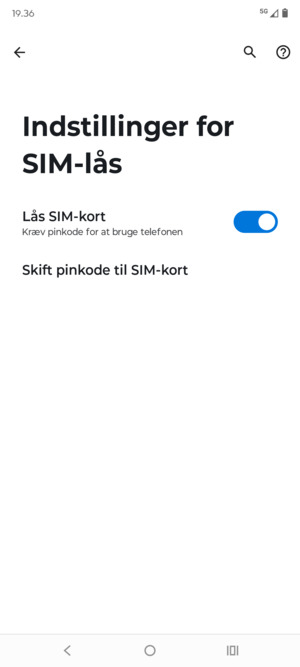 Vælg Skift PIN-kode til SIM-kort