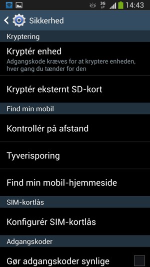 Scroll til og vælg Konfigurér SIM-kortlås