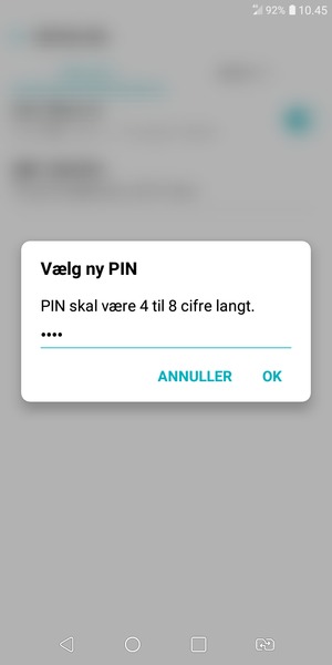 Indtast din Nye SIM-kort PIN og vælg OK