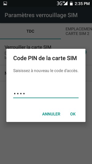 Veuillez confirmer votre nouveau nouveau code PIN et sélectionner OK