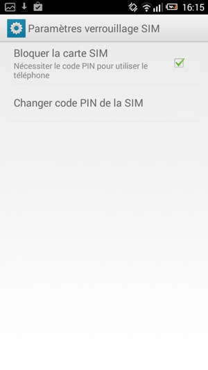 Cochez la case Bloquer la carte SIM et sélectionnez Changer code PIN de la SIM