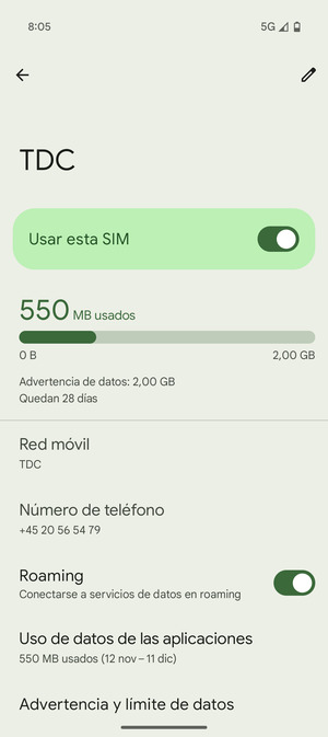 Activar o desactivar Roaming