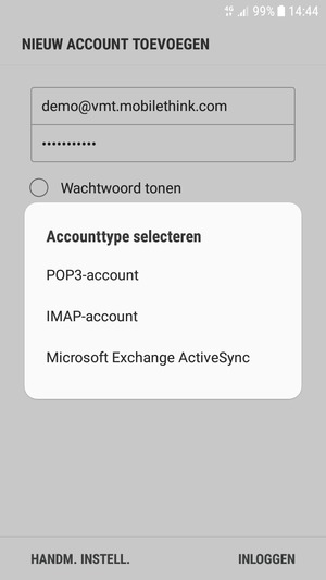 Selecteer POP3-account of IMAP-account