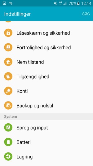 Scroll til og vælg  Konti