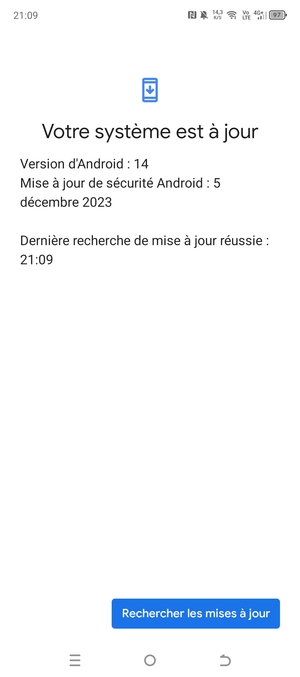 Si votre téléphone est à jour, vous verrez l'écran suivant