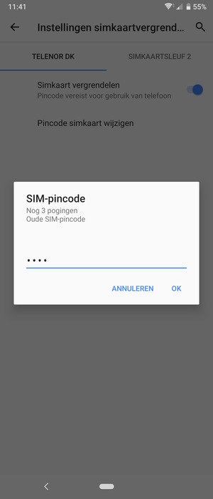 Voer uw Oude SIM-pincode in en selecteer OK