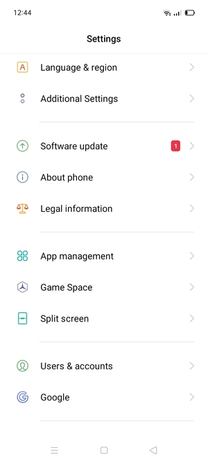 Scroll to and select Software update